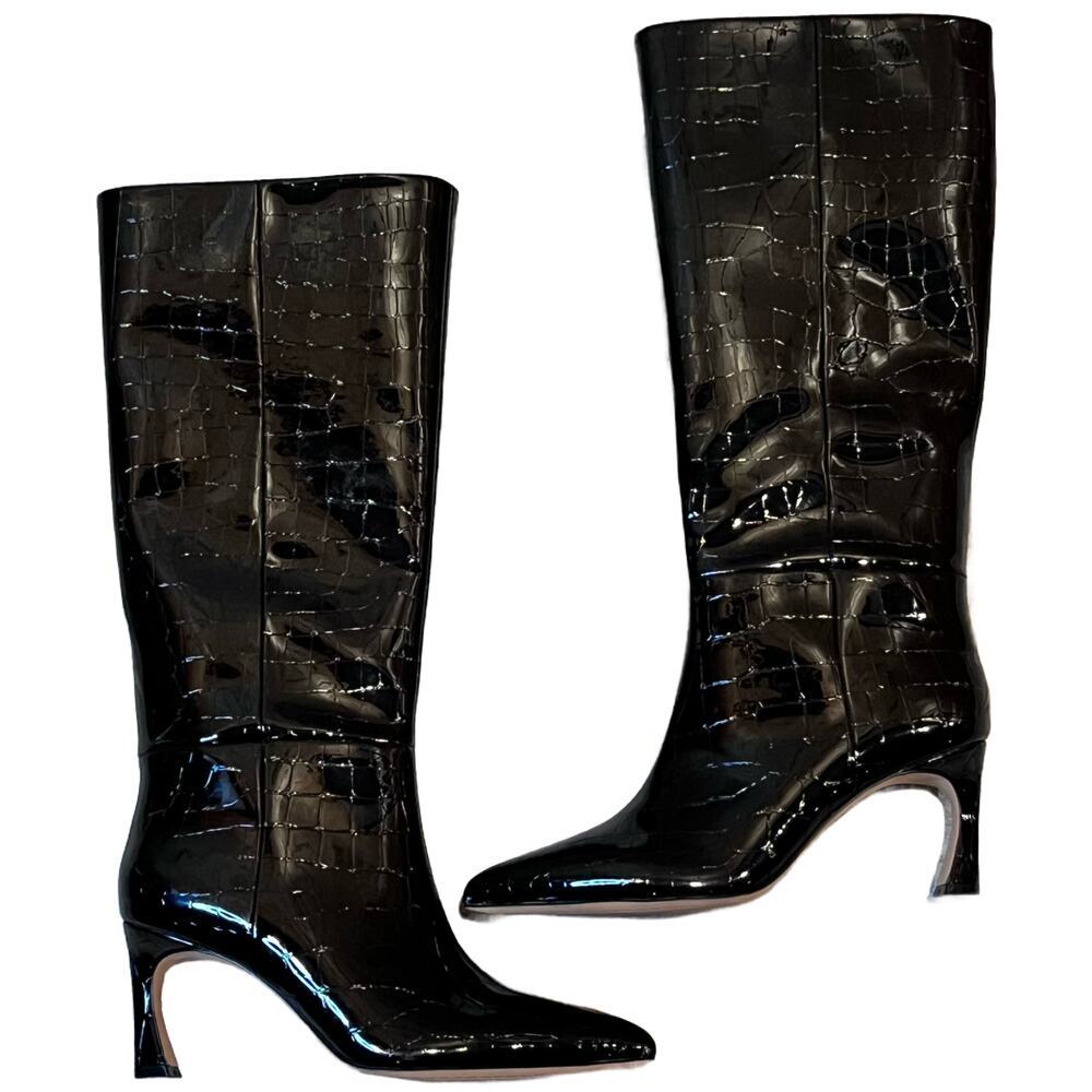 NWOB: VINCE CAMUTO Knee Hight Patent Leather Boots VP- Darisa‎ 7.5 M